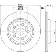 Тормозной диск HELLA PAGID 55244PR O A7QGVO1 8DD 355 116-931 Lexus LS (XF40) 4 Седан 4.6 460 AWD 367 л.с. 2008 – 2024