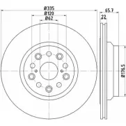 Тормозной диск HELLA PAGID Lexus LS (XF40) 4 Седан 4.6 460 (USF40) 388 л.с. 2012 – 2024 55245 PRO KWFW9IF 8DD 355 116-941