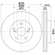 Тормозной диск HELLA PAGID Toyota Prius 8DD 355 116-981 7QNSNM 55250 PRO