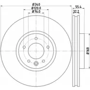 Тормозной диск HELLA PAGID 55303P RO Volkswagen Transporter (T5) 5 Грузовик 2.0 BiTDI 180 л.с. 2009 – 2015 MS559XQ 8DD 355 117-251