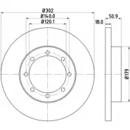 Тормозной диск HELLA PAGID 8DD 355 117-281 553 08 Renault Master (EV) 3 Кабина с шасси 2.3 dCi 145 RWD (UV0F. UV0E) 146 л.с. 2010 – 2024 EL2DT