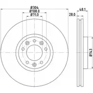 Тормозной диск HELLA PAGID 8DD 355 117-331 FH4G265 Citroen C4 Picasso 2 (H, EMP2) Минивэн 1.6 BlueHDi 120 120 л.с. 2014 – 2024 55 323PRO