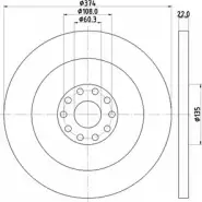 Тормозной диск HELLA PAGID MIVEZ 58 235 8DD 355 117-511 3723863