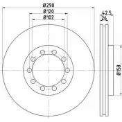 Тормозной диск HELLA PAGID 8DD 355 117-601 2D9648 5 9175 3723872