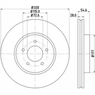 Тормозной диск HELLA PAGID 55354P RO Chrysler 300 3 (LD) Седан 6.4 545 л.с. 2012 – 2024 8DD 355 117-801 ZNA9YW