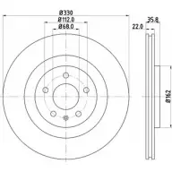 Тормозной диск HELLA PAGID 8DD 355 118-021 55383P RO Audi A6 (C7) 4 Седан 2.0 Tfsi 220 л.с. 2013 – 2018 VQWG9F