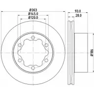 Тормозной диск HELLA PAGID 594 34 8DD 355 118-061 2NDHFYM Mercedes Sprinter (906) 2 Автобус 2.1 (4,6T) 415 CDI 150 л.с. 2011 – 2024