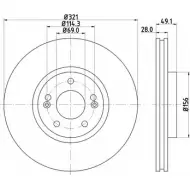 Тормозной диск HELLA PAGID Kia Sorento (XM) 2 Кроссовер 2.4 GDI 4WD 193 л.с. 2013 – 2024 5 4660PRO 8DD 355 118-161 XR0IST