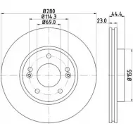 Тормозной диск HELLA PAGID KYQYH 8DD 355 118-381 Hyundai i30 (GD) 2 Хэтчбек 1.6 16V Flex 128 л.с. 2011 – 2016 5543 2PRO