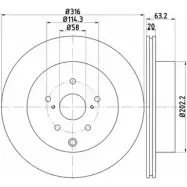 Тормозной диск HELLA PAGID FGP9ZHY 5 5437PRO 8DD 355 118-451 3723954