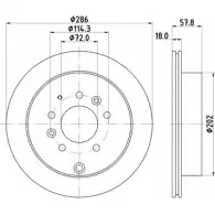 Тормозной диск HELLA PAGID 55 428PRO TF081SN Mazda MPV (LW) 2 Минивэн 3.0 i V6 200 л.с. 2002 – 2006 8DD 355 118-551