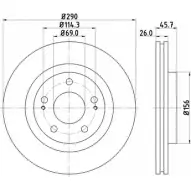 Тормозной диск HELLA PAGID 8DD 355 118-791 Mitsubishi Grandis 2 (NA4W) Минивэн 2.4 MIVEC (NA4W) 177 л.с. 2004 – 2011 54483 PRO IEG97Z