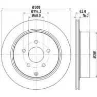 Тормозной диск HELLA PAGID Infiniti EX (J50) 1 Хэтчбек 2.5 25 235 л.с. 2010 – 2013 J4287N 8DD 355 118-811 5449 3PRO