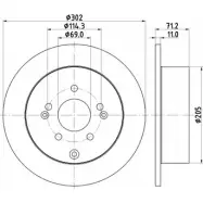 Тормозной диск HELLA PAGID 8DD 355 119-051 54 661PRO Hyundai Santa Fe (CM) 2 Кроссовер 3.3 245 л.с. 2007 – 2009 LJFUJ1T