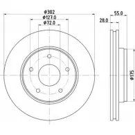 Тормозной диск HELLA PAGID 55533P RO 8DD 355 119-191 3724028 LMN18