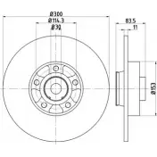 Тормозной диск HELLA PAGID 8DD 355 119-311 5533 1 JHT263L Renault Latitude (L70) 1 Седан 2.5 181 л.с. 2011 – 2024