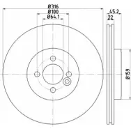 Тормозной диск HELLA PAGID 55550 PRO Mini Coupe (R58) 1 2011 – 2015 55553 8DD 355 119-441