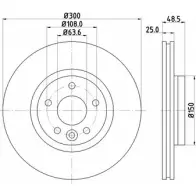 Тормозной диск HELLA PAGID EIRX8PQ Volvo V40 2 (526) Кросс Кантри 2.0 T5 AWD 210 л.с. 2014 – 2015 8DD 355 119-511 5 5557PRO