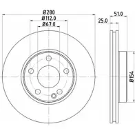 Тормозной диск HELLA PAGID Mercedes B-Class (W246) 2 2011 – 2018 5557 0PRO VV847 8DD 355 119-601