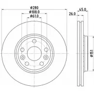 Тормозной диск HELLA PAGID 8DD 355 119-691 Mercedes Citan 55579P RO DIA549