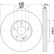 Тормозной диск HELLA PAGID 8DD 355 119-701 RQ26A 5 5580PRO Mercedes B-Class (W246) 2 2011 – 2018