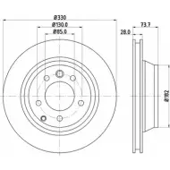 Тормозной диск HELLA PAGID 8DD 355 121-111 1RTQ2 Volkswagen Touareg (7LA, 7L6, 7L7) 1 Внедорожник 4.2 FSI 314 л.с. 2007 – 2009 54220PRO_HC_ B