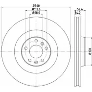 Тормозной диск HELLA PAGID Audi A8 (D3) 2 Седан 4.2 S8 Quattro 364 л.с. 2003 – 2004 54222PRO_HC _B LAFTY 8DD 355 121-281