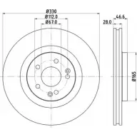Тормозной диск HELLA PAGID 5451 0PRO_HC_B 8DD 355 121-371 Mercedes C-Class (W203) 2 Седан 3.0 C 320 CDI (2020) 224 л.с. 2005 – 2007 GVOVG