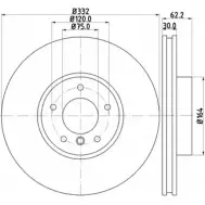 Тормозной диск HELLA PAGID H60256 54608PRO_ HC_B 3724200 8DD 355 121-431