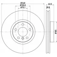 Тормозной диск HELLA PAGID 8DD 355 121-441 ICWU6Q Bmw X5 (F15) 3 Внедорожник 2.0 xDrive 40e 245 л.с. 2015 – 2025 5460 9PRO_HC_B