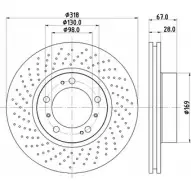 Тормозной диск HELLA PAGID 50276PRO_HC _B Porsche Cayman 8DD 355 121-871 YYDMW