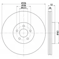 Тормозной диск HELLA PAGID 3724397 55823PR O_HC B6D89H 8DD 355 125-221