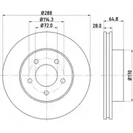 Тормозной диск HELLA PAGID 3724429 54197PRO _HC 8DD 355 127-901 D9GCAXX