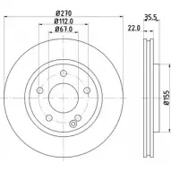 Тормозной диск HELLA PAGID 7H1WPO 3724435 8DD 355 128-161 54245PRO_H C