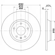 Тормозной диск HELLA PAGID 75ZE6XV 3724473 8DD 355 129-341 5459 5PRO_HC