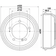 Тормозной барабан HELLA PAGID 8DT 355 300-631 3YGFV 3724838 612 70