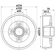 Тормозной барабан HELLA PAGID 8DT 355 300-641 612 71 3724839 P81GKE