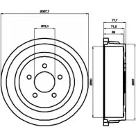 Тормозной барабан HELLA PAGID RJ9MORR 612 81 8DT 355 300-721 Dodge Grand Caravan 4 (RT) 2008 – 2020