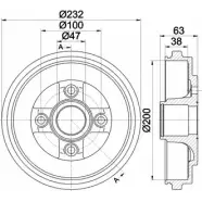 Тормозной барабан HELLA PAGID YH6T51Q 8DT 355 301-031 6 1335 3724878