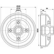 Тормозной барабан HELLA PAGID 8DT 355 301-161 LVVO3E Opel Tigra 624 01