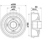 Тормозной барабан HELLA PAGID 8DT 355 301-261 62 807 3724901 V09UZ21