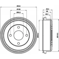 Тормозной барабан HELLA PAGID Ford Mondeo 1 (FD, GBP) Хэтчбек 8DT 355 301-291 PTP40DU 62 901