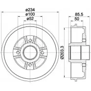 Тормозной барабан HELLA PAGID Renault Laguna (B56) 1 Хэтчбек 2.0 (B56C/H/N) 113 л.с. 1995 – 1996 YAI4IQK 8DT 355 301-391 629 15