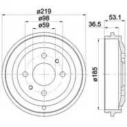 Тормозной барабан HELLA PAGID DFL74 Fiat Albea (178, 2) 1 2000 – 2013 629 19 8DT 355 301-431