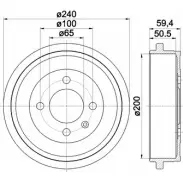 Тормозной барабан HELLA PAGID MNWJ6AU Volkswagen Polo (6V5) 3 Универсал 1.8 90 л.с. 1997 – 2001 629 33 8DT 355 301-571