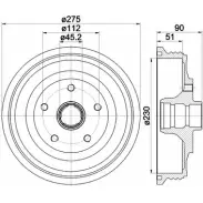 Тормозной барабан HELLA PAGID 8DT 355 301-621 6 3904 5BETJ Audi 100 (C4) 4 Универсал 2.4 D 82 л.с. 1990 – 1994