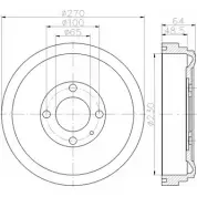 Тормозной барабан HELLA PAGID 6 3911 8DT 355 301-691 XH21GG Volkswagen Golf 3 (1H1) Хэтчбек 1.8 Syncro (1Hx1) 90 л.с. 1993 – 1997