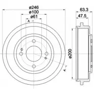 Тормозной барабан HELLA PAGID Honda Civic 7 (ES, ET) Седан 1.5 (ES8) 112 л.с. 2003 – 2005 6 1374 JQJSW0K 8DT 355 302-401