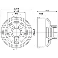 Тормозной барабан HELLA PAGID 8DT 355 302-411 61 375 7M9PYL Kia Bongo