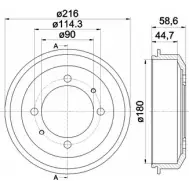 Тормозной барабан HELLA PAGID 8DT 355 302-461 W2TNK5 3725014 613 80